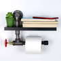 Hanah Home Portarrollos de Papel Higiénico Industrial Humorístico MDF Negro y Plata 30x14x22 cm